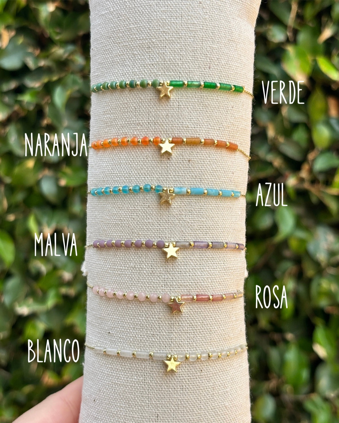 Tobillera ajustable estrella piedra natural